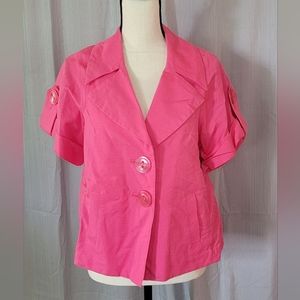 Elliott Lauren cotton/linen blend pink short sleeve blazer size 8